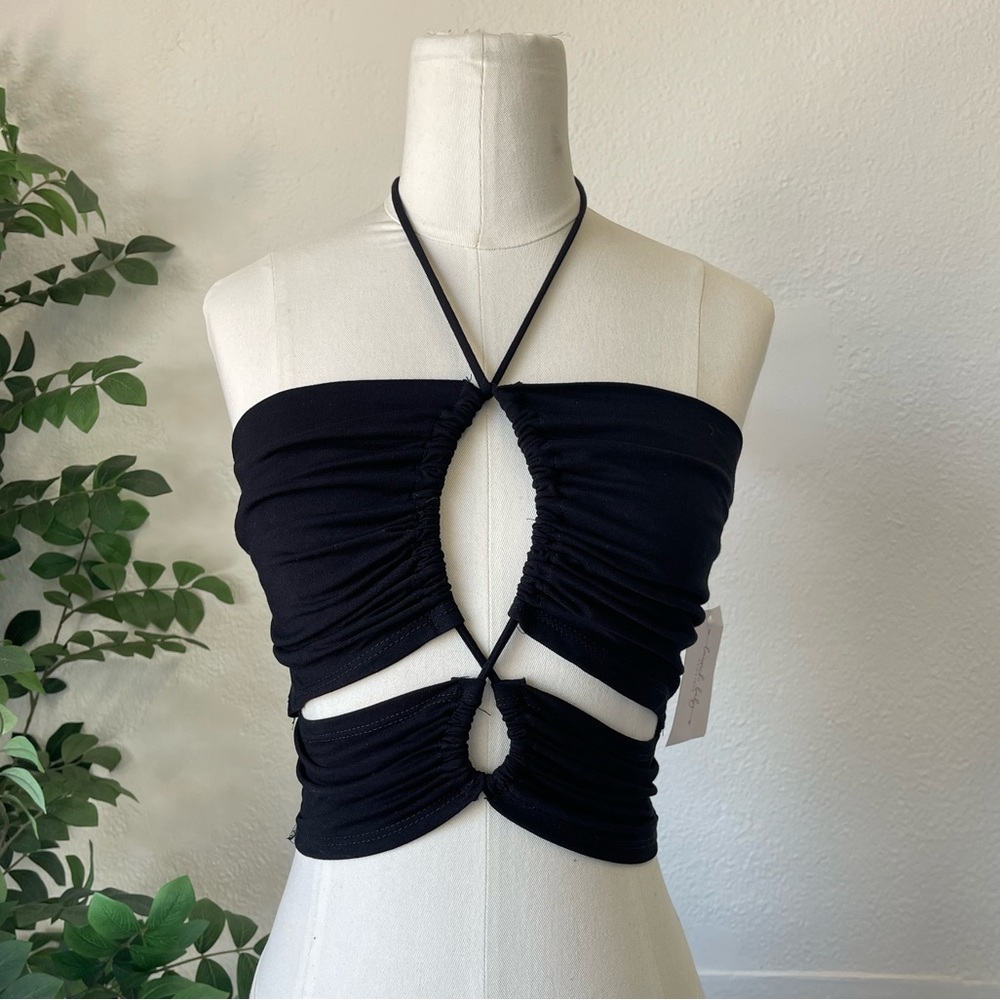 Black Cut-Out Halter Top- Sleek & Stylish